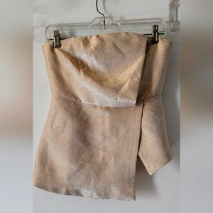 TopShop Gold Silver Strapless Top